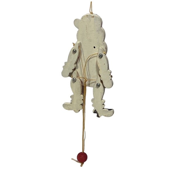 Santa Wooden Pull String Movable Christmas Ornament Hand Painted Jumping Jack 6" - Picture 2 of 3